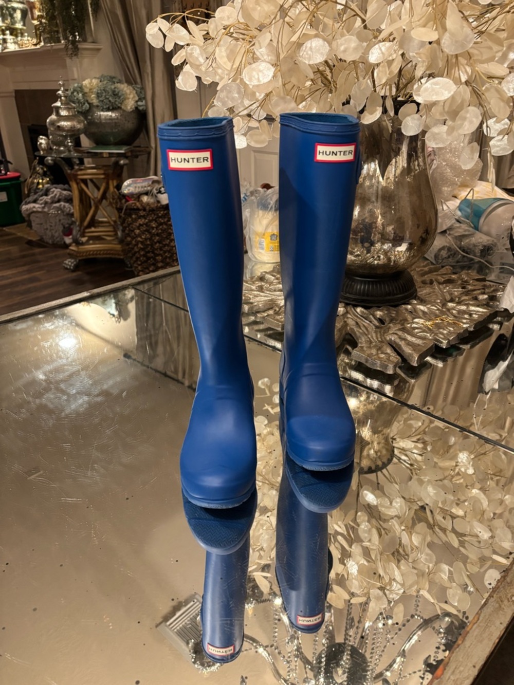 Hunter Blue Tall Rain Boots